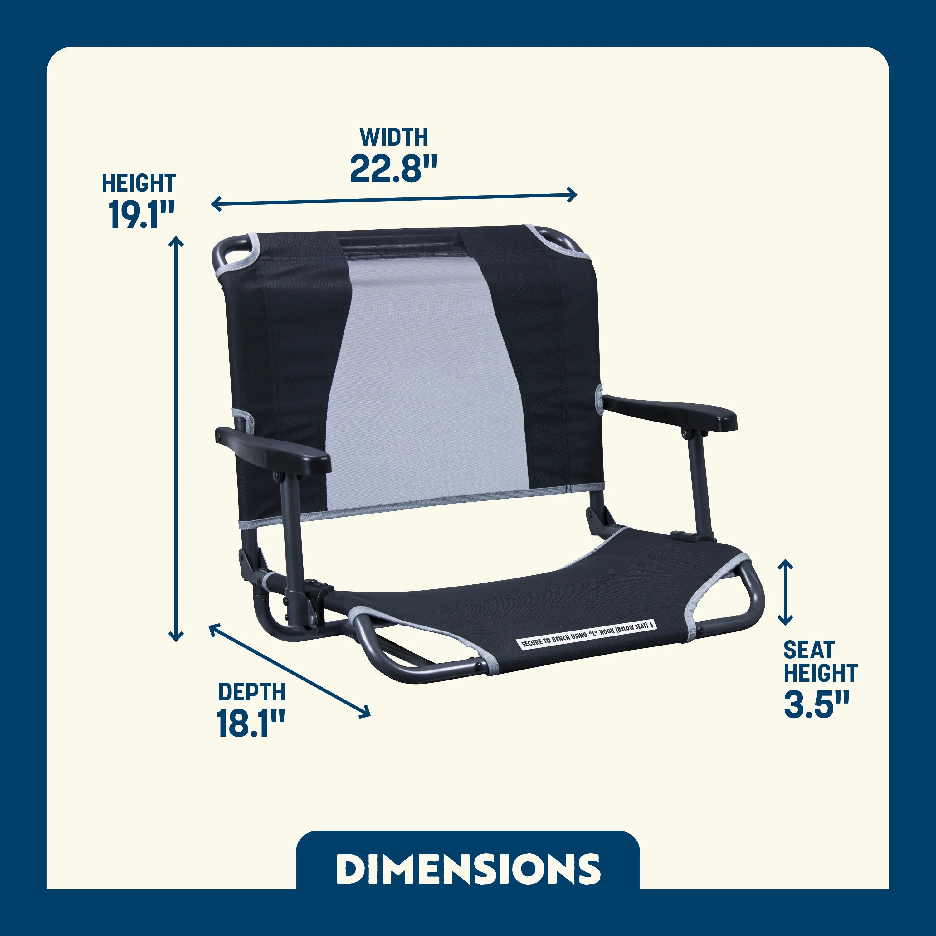 Compact Cushion Big Comfort Stadium Chair with Armrests - Choice 465 - Ergonomic Portable Stadium Seat for Sports Events Detail