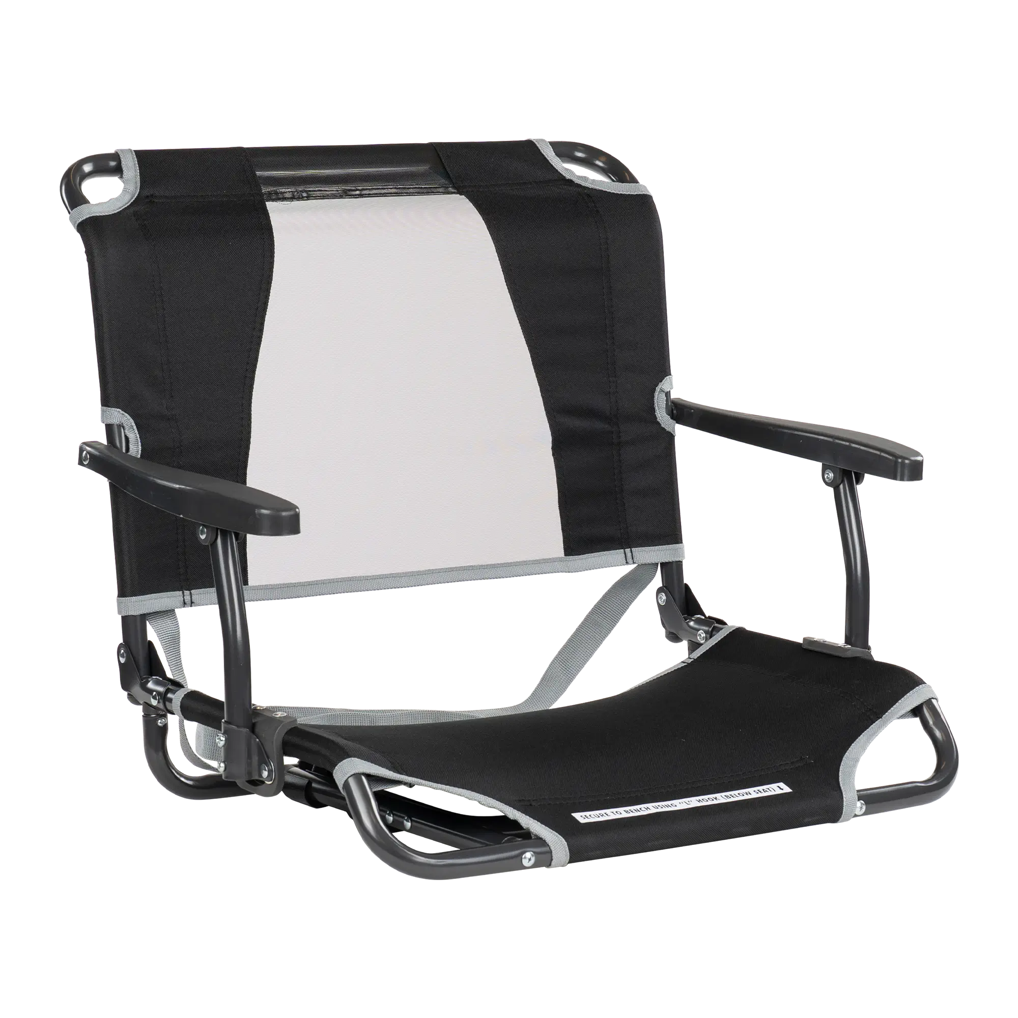 Compact Cushion Big Comfort Stadium Chair with Armrests - Choice 465 - Ergonomic Portable Stadium Seat for Sports Events - Black