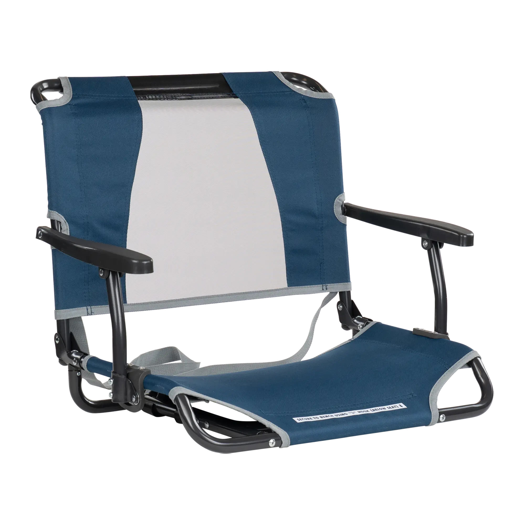 Compact Cushion Big Comfort Stadium Chair with Armrests - Choice 465 - Ergonomic Portable Stadium Seat for Sports Events - Navy