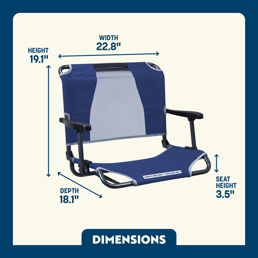 Compact Cushion Big Comfort Stadium Chair with Armrests - Choice 465 - Ergonomic Portable Stadium Seat for Sports Events Detail