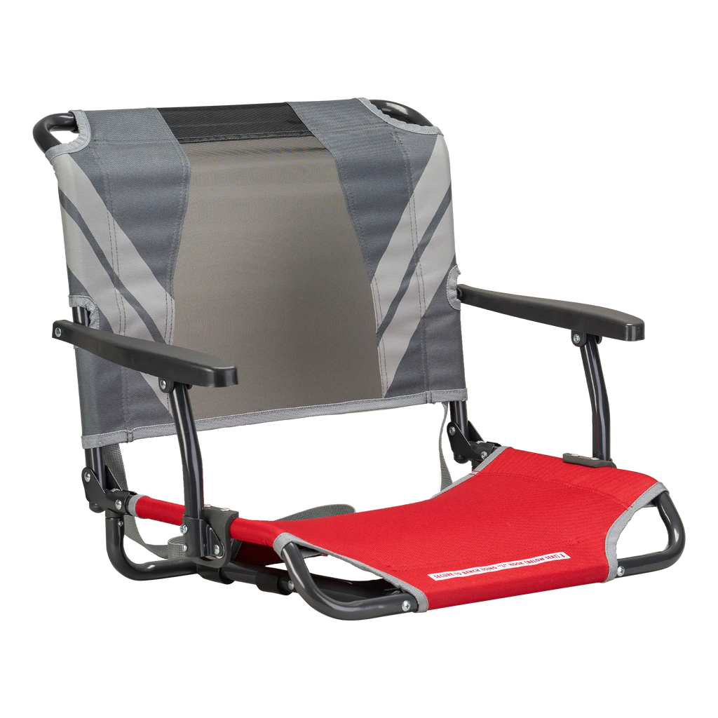 Compact Cushion Big Comfort Stadium Chair with Armrests - Choice 465 - Ergonomic Portable Stadium Seat for Sports Events - Red/Gray