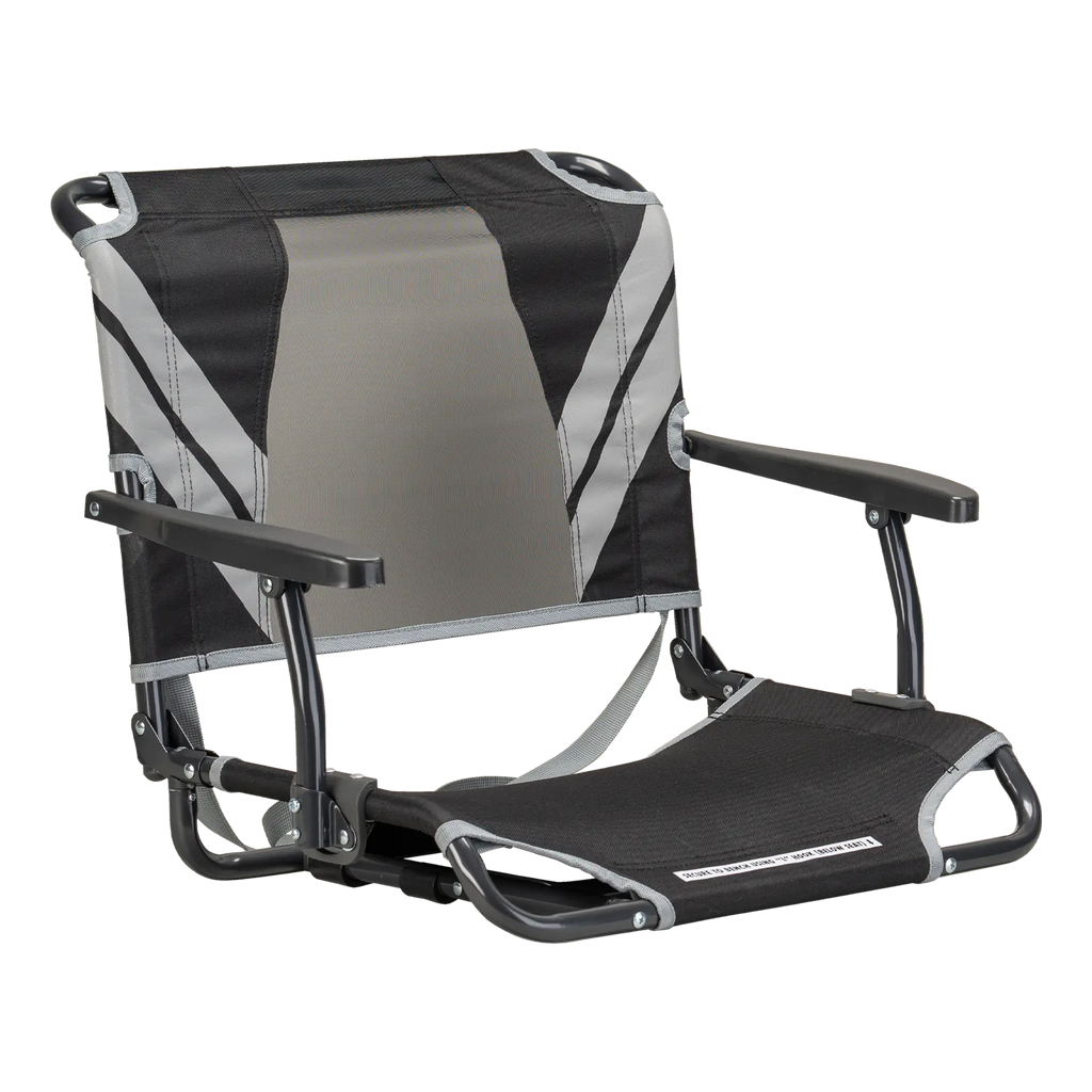 Compact Cushion Big Comfort Stadium Chair with Armrests - Choice 465 - Ergonomic Portable Stadium Seat for Sports Events - Black/Gray