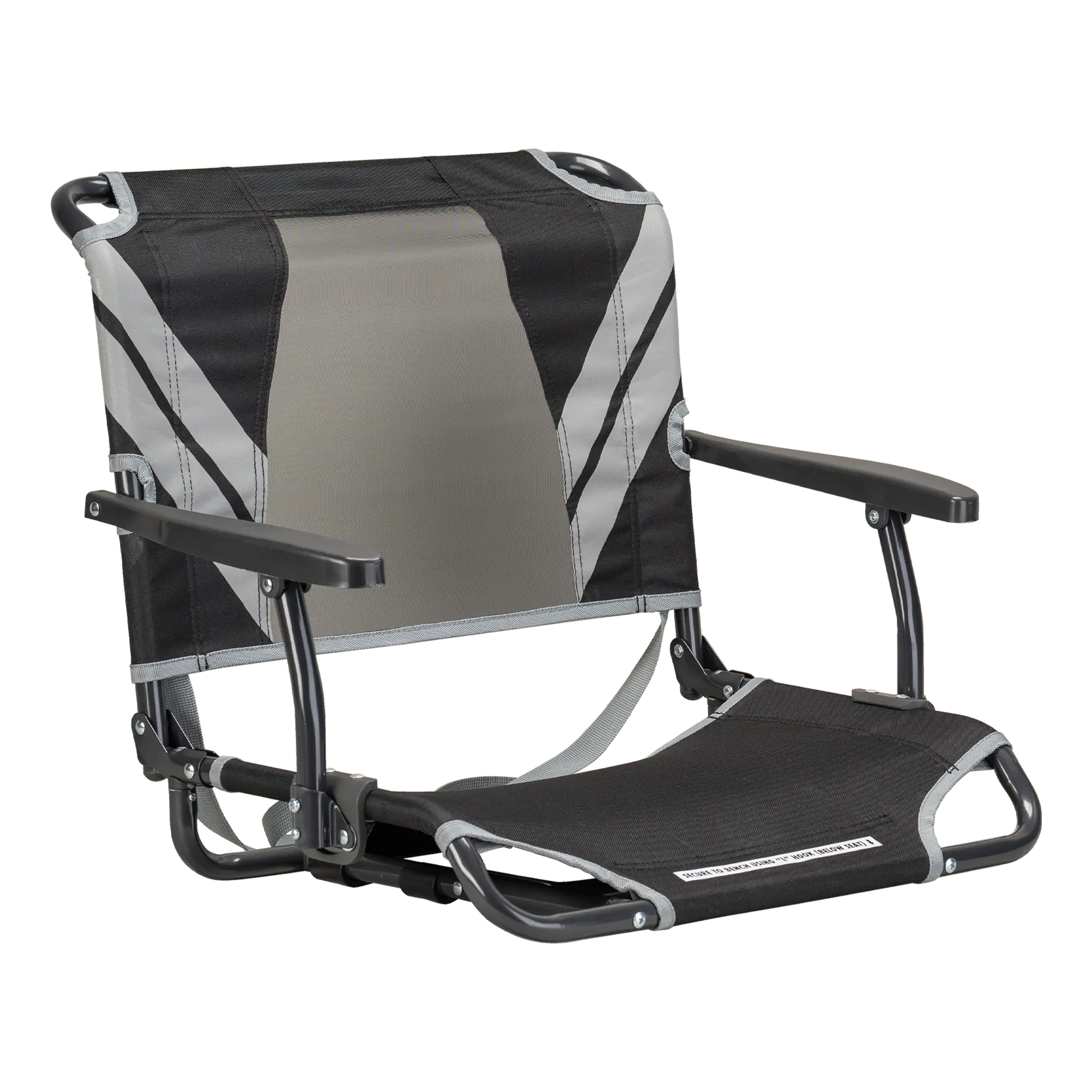 Compact Cushion Big Comfort Stadium Chair with Armrests - Choice 465 - Ergonomic Portable Stadium Seat for Sports Events - Black/Gray
