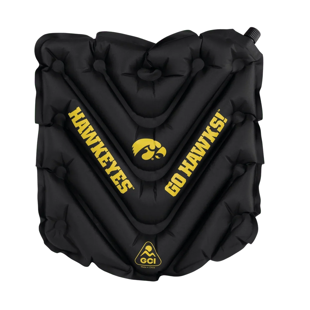 Ergonomic Back-Support College V Seat Inflatable Stadium Cushion - Iowa Hawkeyes - Choice 157 - Lightweight Folding Bleacher Chair with Cushioning - Default Title