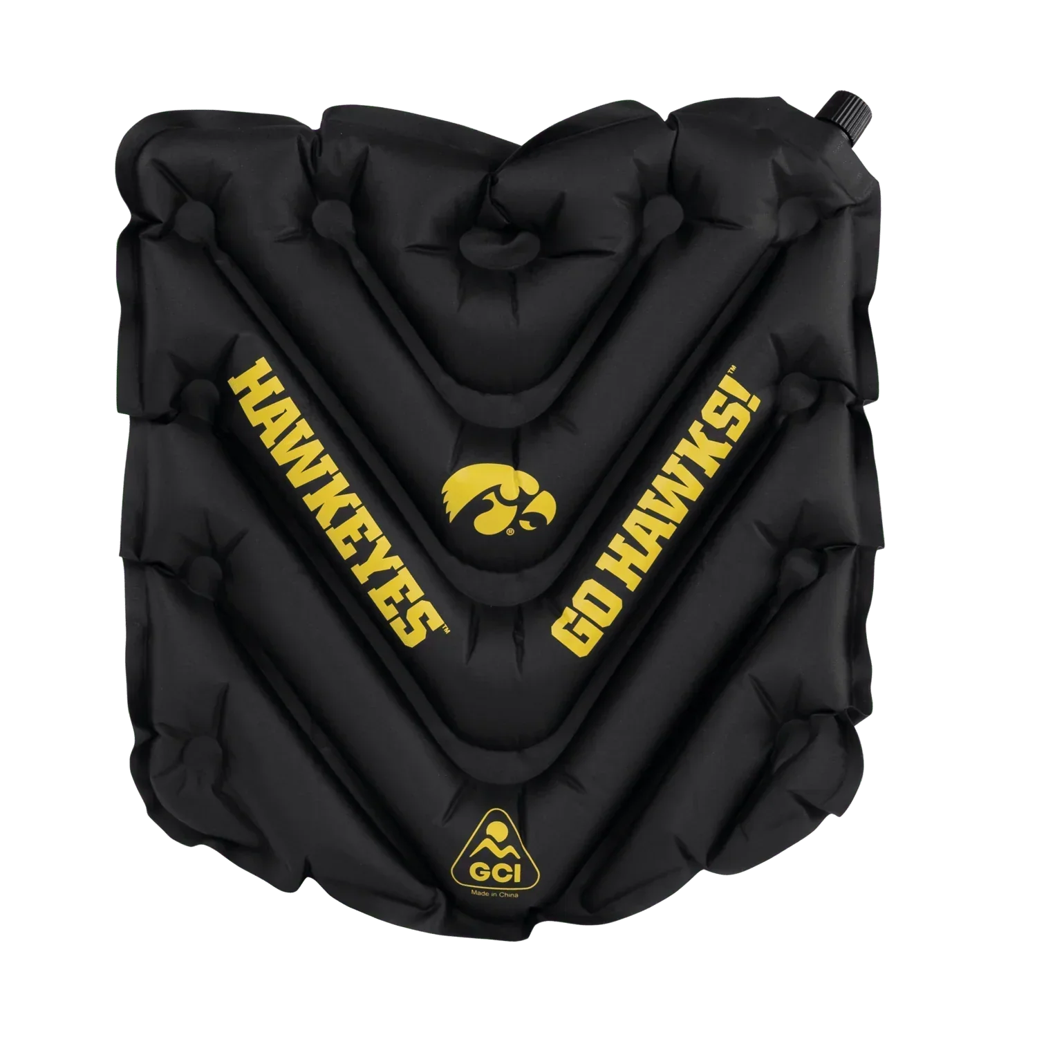 Ergonomic Back-Support College V Seat Inflatable Stadium Cushion - Iowa Hawkeyes - Choice 157 - Lightweight Folding Bleacher Chair with Cushioning - Default Title