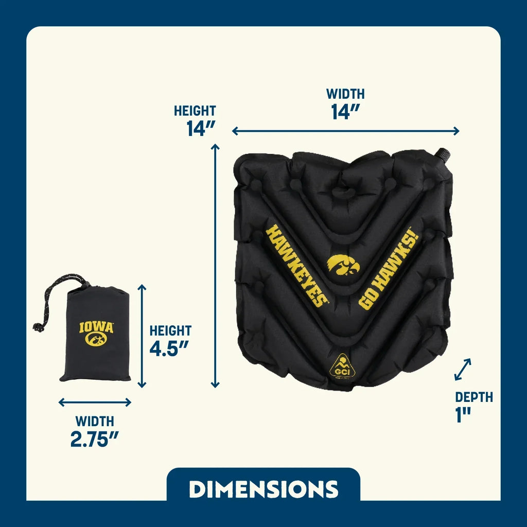Ergonomic Back-Support College V Seat Inflatable Stadium Cushion - Iowa Hawkeyes - Choice 157 - Lightweight Folding Bleacher Chair with Cushioning Detail