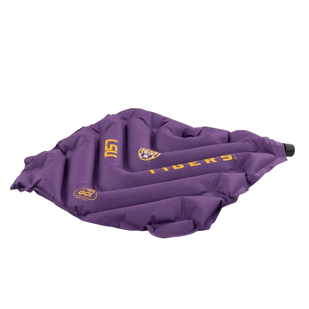 Secure-Hook College V Seat Inflatable Stadium Cushion - LSU Tigers - Choice 762 - Lightweight Folding Bleacher Chair with Cushioning Detail
