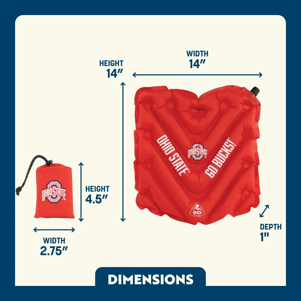 Compact Cushion College V Seat Inflatable Stadium Cushion - Ohio State Buckeyes - Choice 778 - Bleacher-Friendly Stadium Chair with Back Support Detail