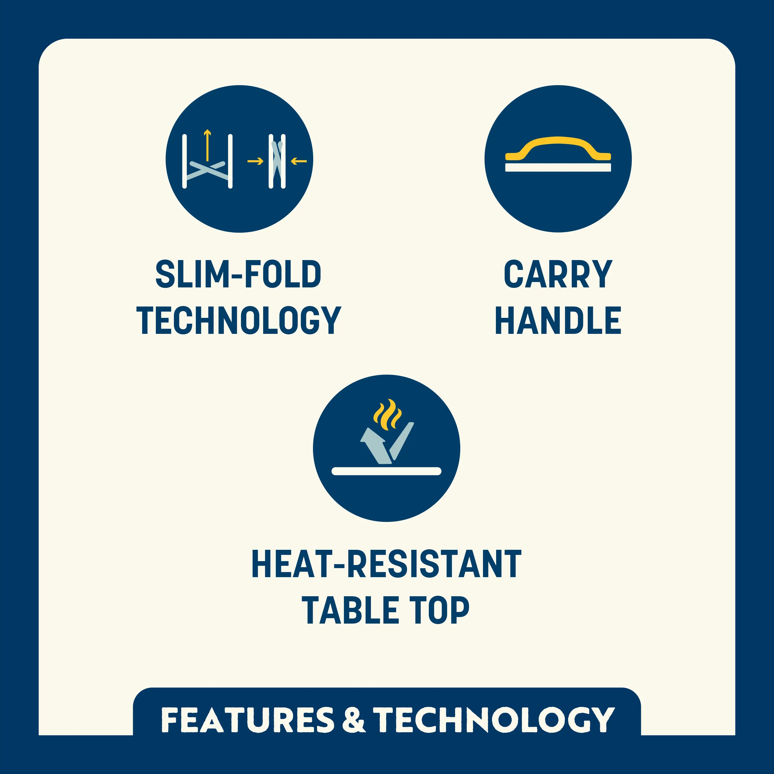 Heat-Resistant Slim-Fold Table XL - Choice 651 - Portable Camping Table with Heat-Resistant Countertop Detail