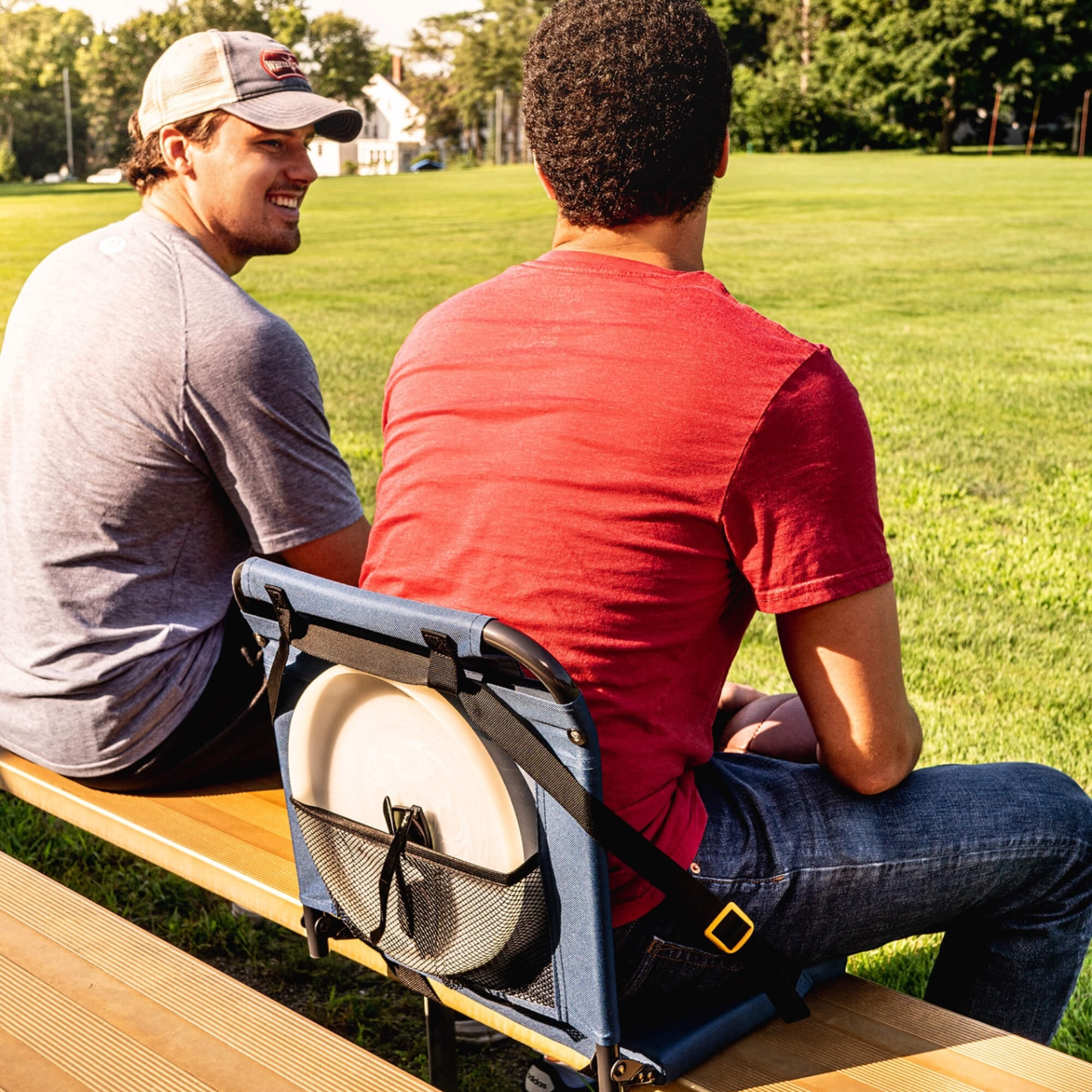 Bleacher-Friendly BleacherBack - Choice 696 - Grandstand Cushion Seat with Secure Under-Bench Hooks Detail