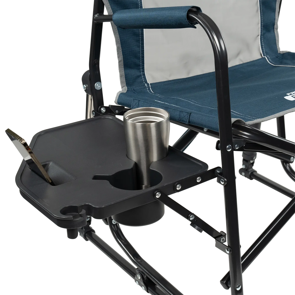 Luxury Camp Freestyle Rocker with Side Table - Choice 853 - Patented Spring-Action Rocking Chair for Camping Detail
