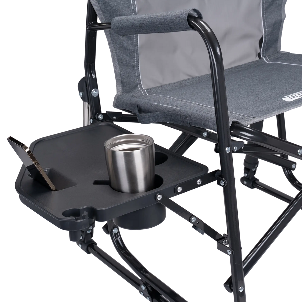 Luxury Camp Freestyle Rocker with Side Table - Choice 853 - Patented Spring-Action Rocking Chair for Camping Detail