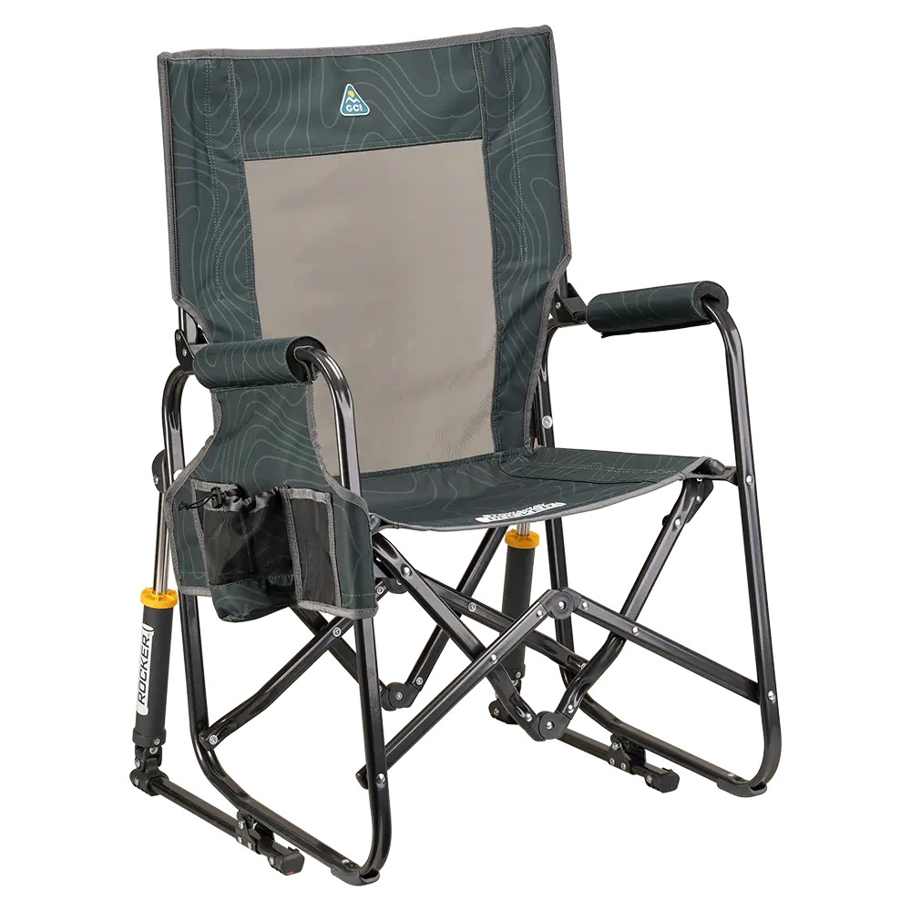 Smooth Motion Stowaway Rocker - Choice 794 - Patented Spring-Action Rocking Chair for Camping - Hunter Topo