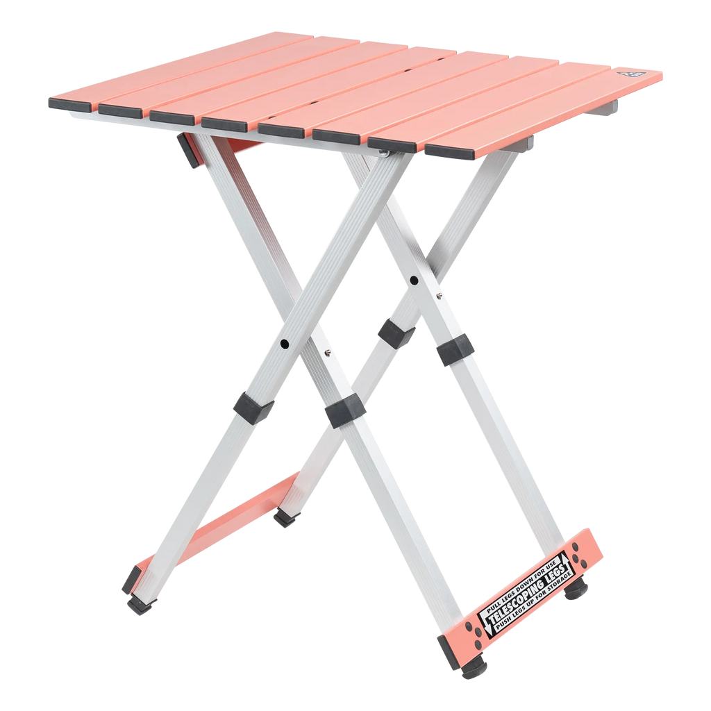 Slim-Fold Compact Camp Table 20 - Choice 513 - Multi-Functional Heavy-Duty Grilling Table Counter - Coral