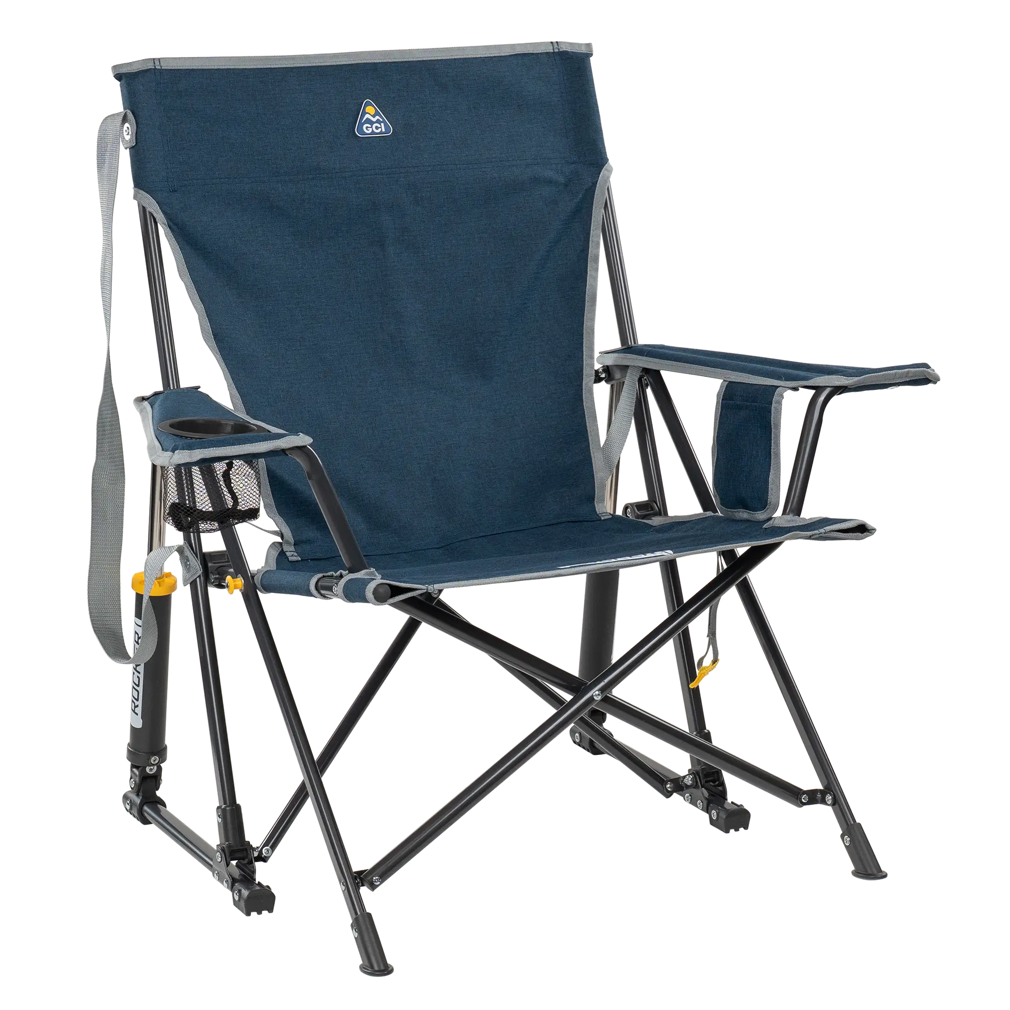 Luxury Camp Kickback Rocker - Choice 345 - Freestyle Rocker Portable Outdoor Folding Chair - Heathered Indigo