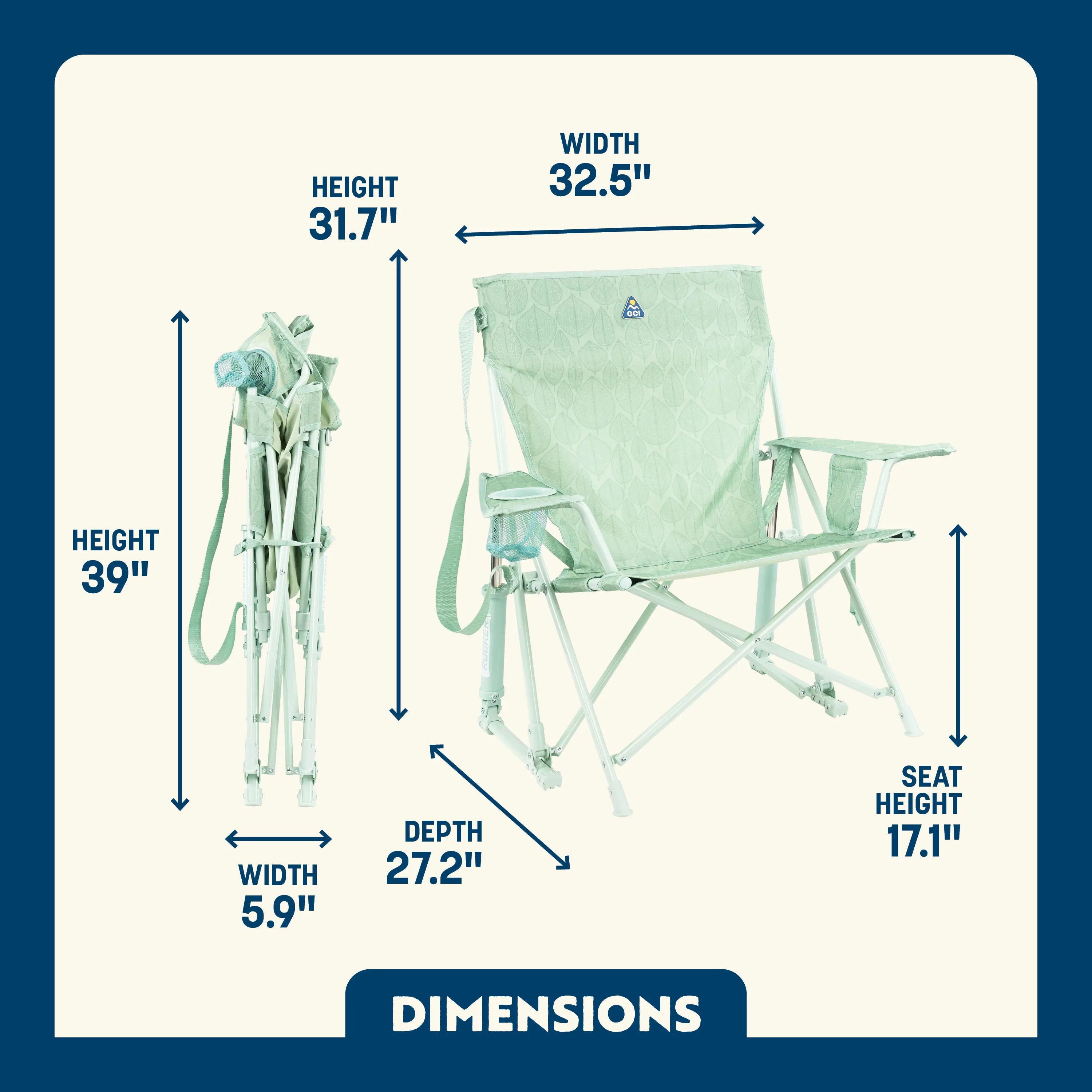 Luxury Camp Kickback Rocker - Choice 345 - Freestyle Rocker Portable Outdoor Folding Chair Detail