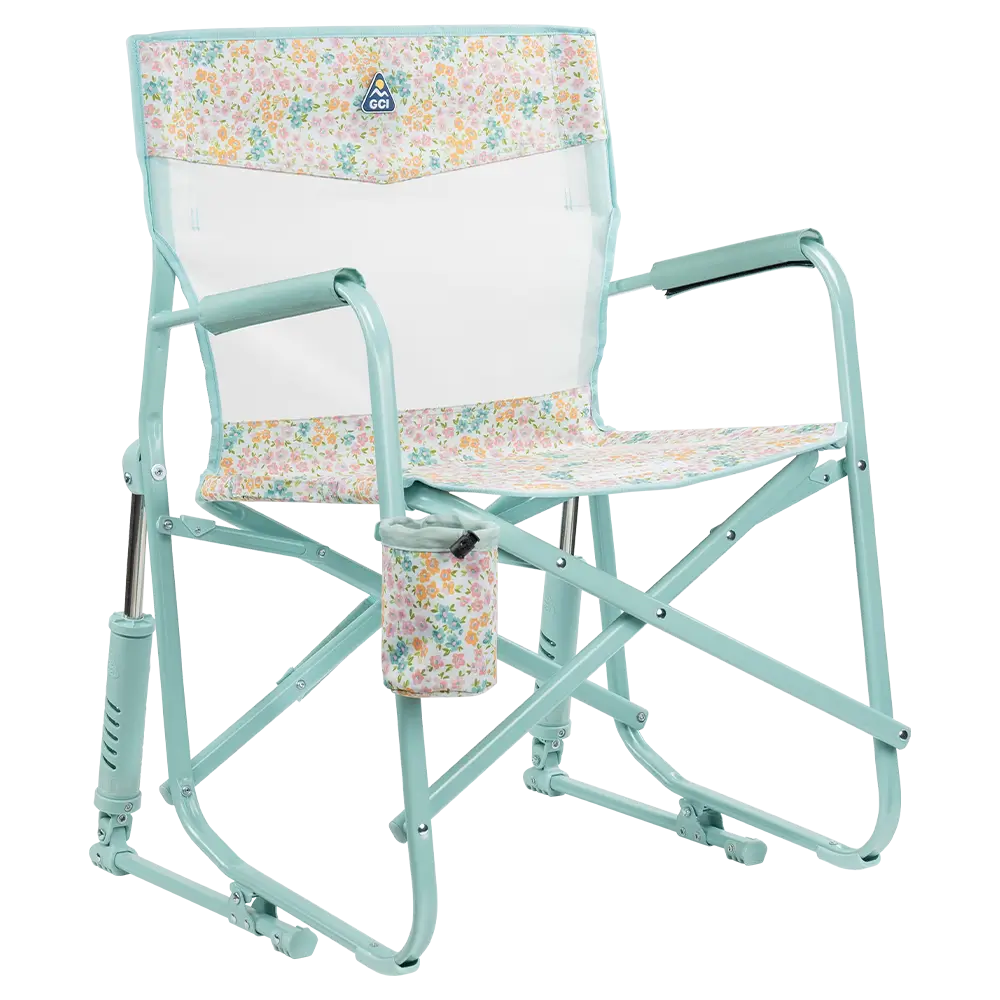 Patented Spring-Action Freestyle Rocker Elite - Choice 460 - RoadTrip Rocker Smooth Motion Camp Chair - Teal Sundress