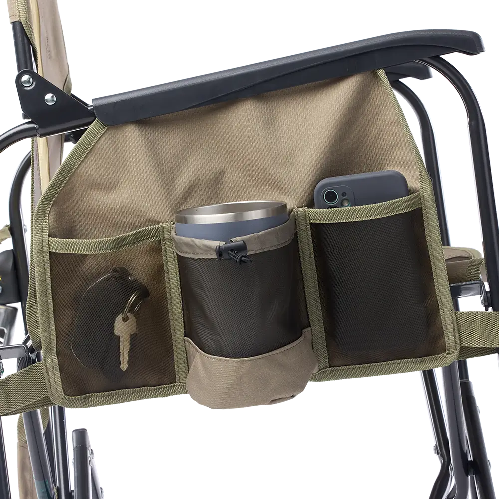 Premium All-Weather Adjustable Rocker - Choice 573 - Heavy-Duty Kickback Rocker with Beverage Holder Detail