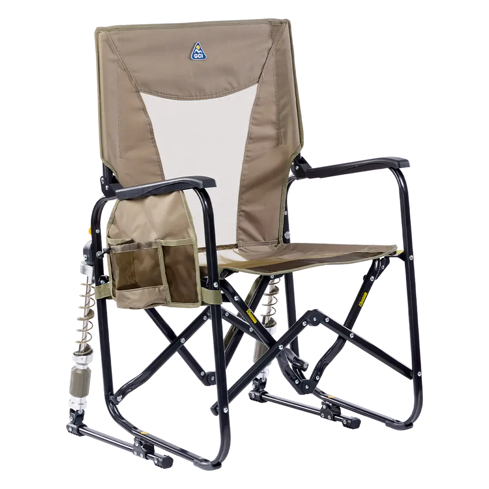 Premium All-Weather Adjustable Rocker - Choice 573 - Heavy-Duty Kickback Rocker with Beverage Holder - Aged Fatigue