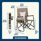 Premium All-Weather Adjustable Rocker - Choice 573 - Heavy-Duty Kickback Rocker with Beverage Holder Detail