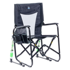 Premium All-Weather Adjustable Rocker - Choice 573 - Heavy-Duty Kickback Rocker with Beverage Holder - Dark Charcoal