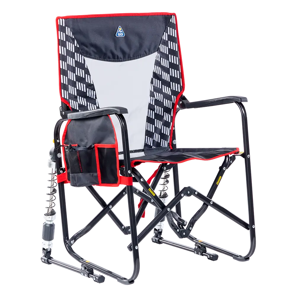 Premium All-Weather Adjustable Rocker - Choice 573 - Heavy-Duty Kickback Rocker with Beverage Holder - Charcoal Racing