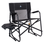 Patented Spring-Action Freestyle Rocker XL with Side Table - Choice 836 - Freestyle Rocker Portable Outdoor Folding Chair - Black