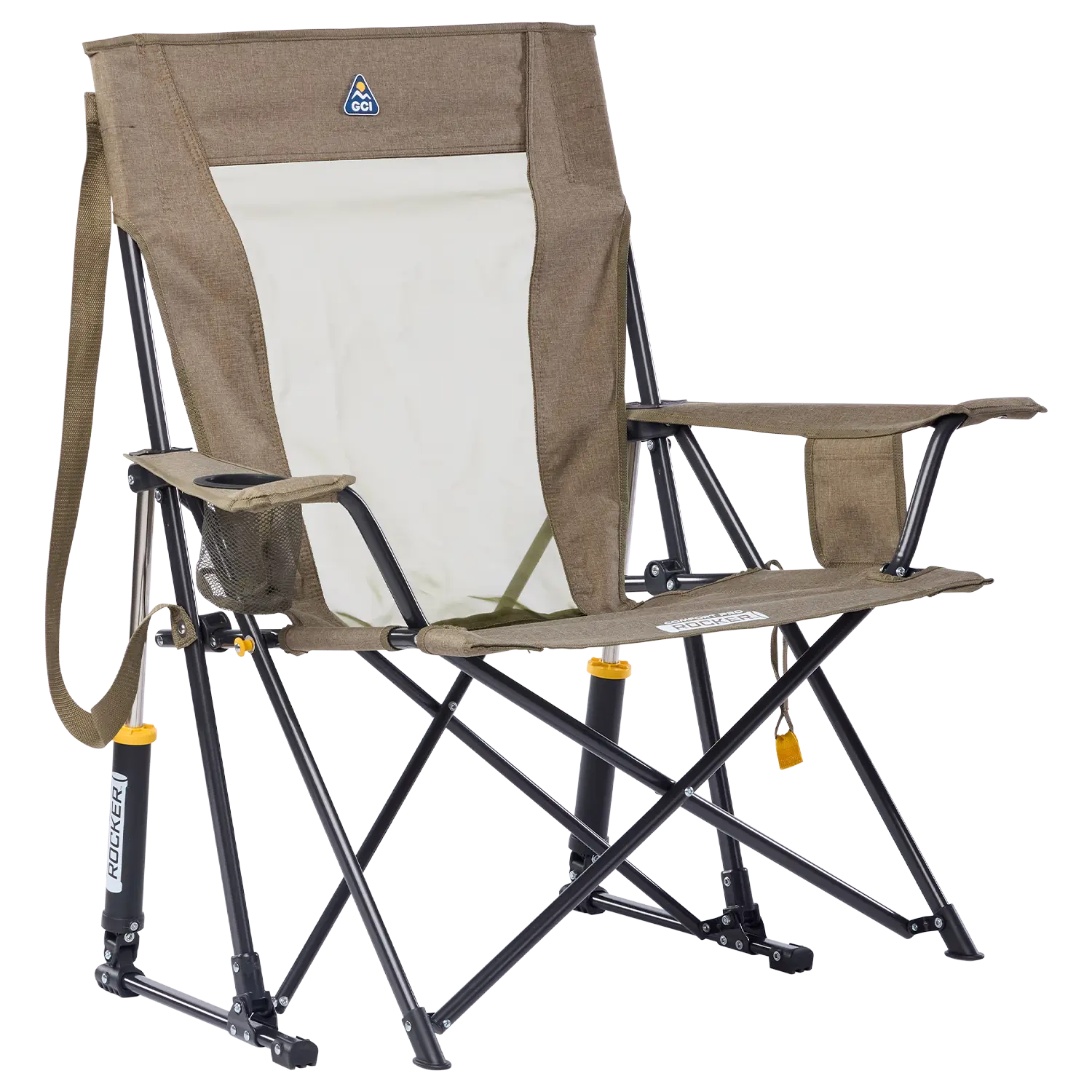 Heavy-Duty Freestyle Comfort Pro Rocker XL - Choice 107 - Patented Spring-Action Rocking Chair for Camping - Heathered Aged Fatigue