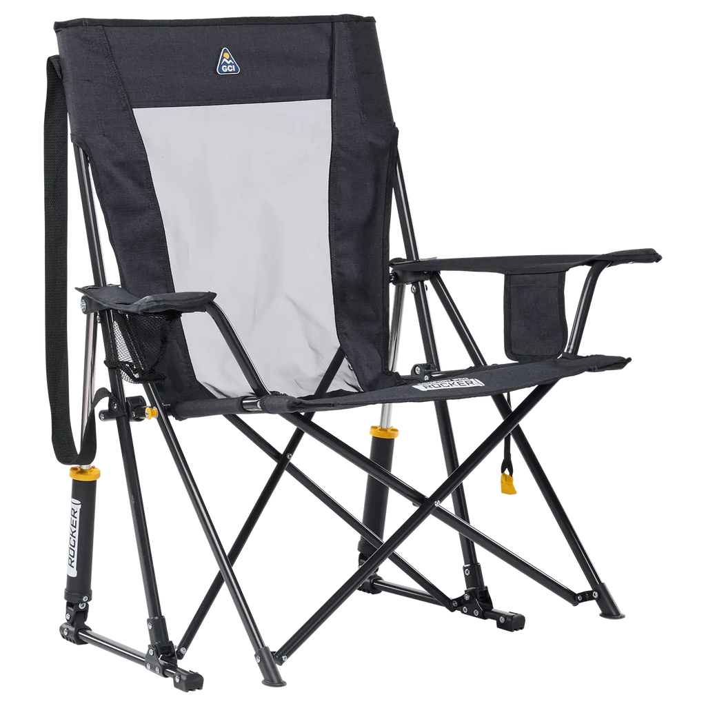 Heavy-Duty Freestyle Comfort Pro Rocker XL - Choice 107 - Patented Spring-Action Rocking Chair for Camping - Heathered Charcoal