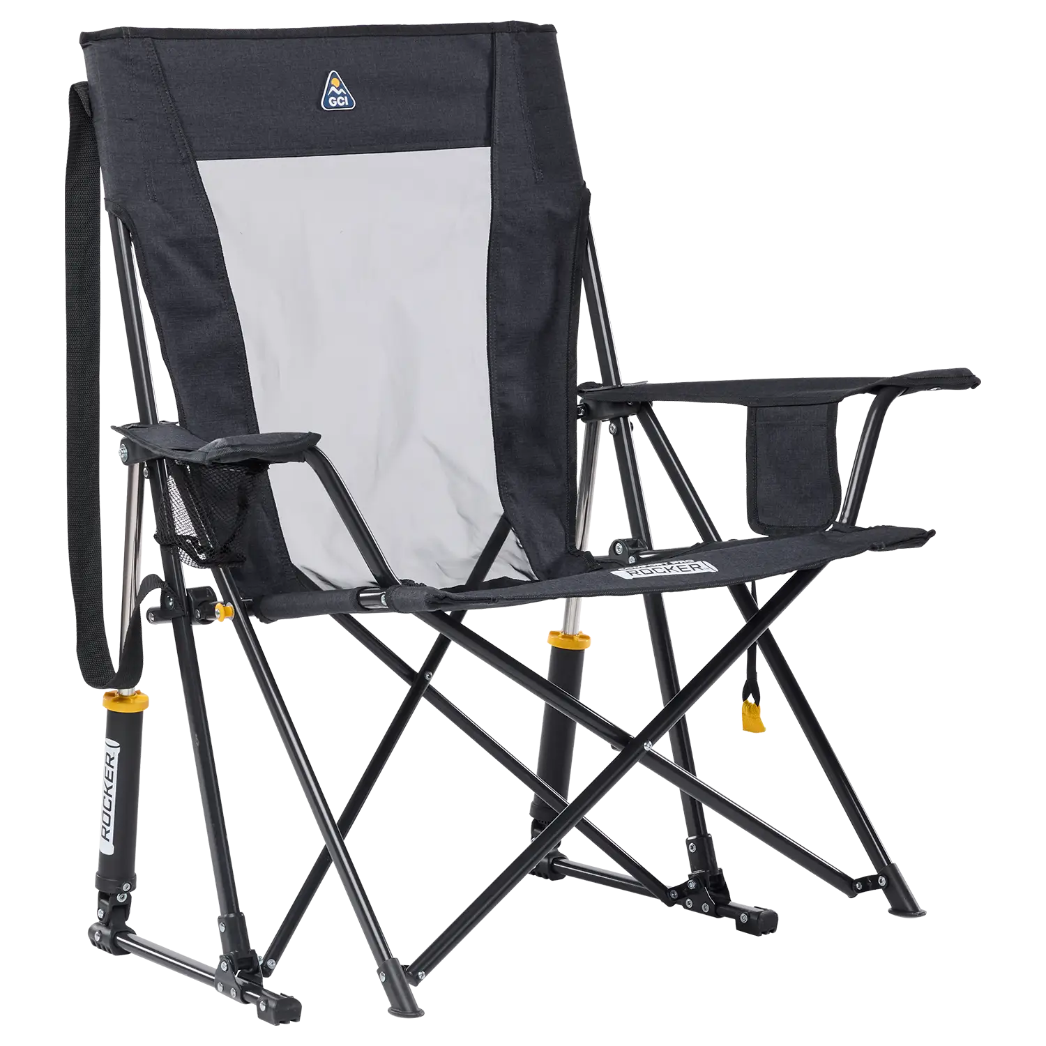 Heavy-Duty Freestyle Comfort Pro Rocker XL - Choice 107 - Patented Spring-Action Rocking Chair for Camping - Heathered Charcoal