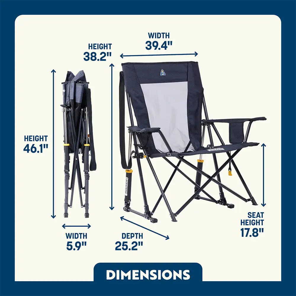 Heavy-Duty Freestyle Comfort Pro Rocker XL - Choice 107 - Patented Spring-Action Rocking Chair for Camping Detail