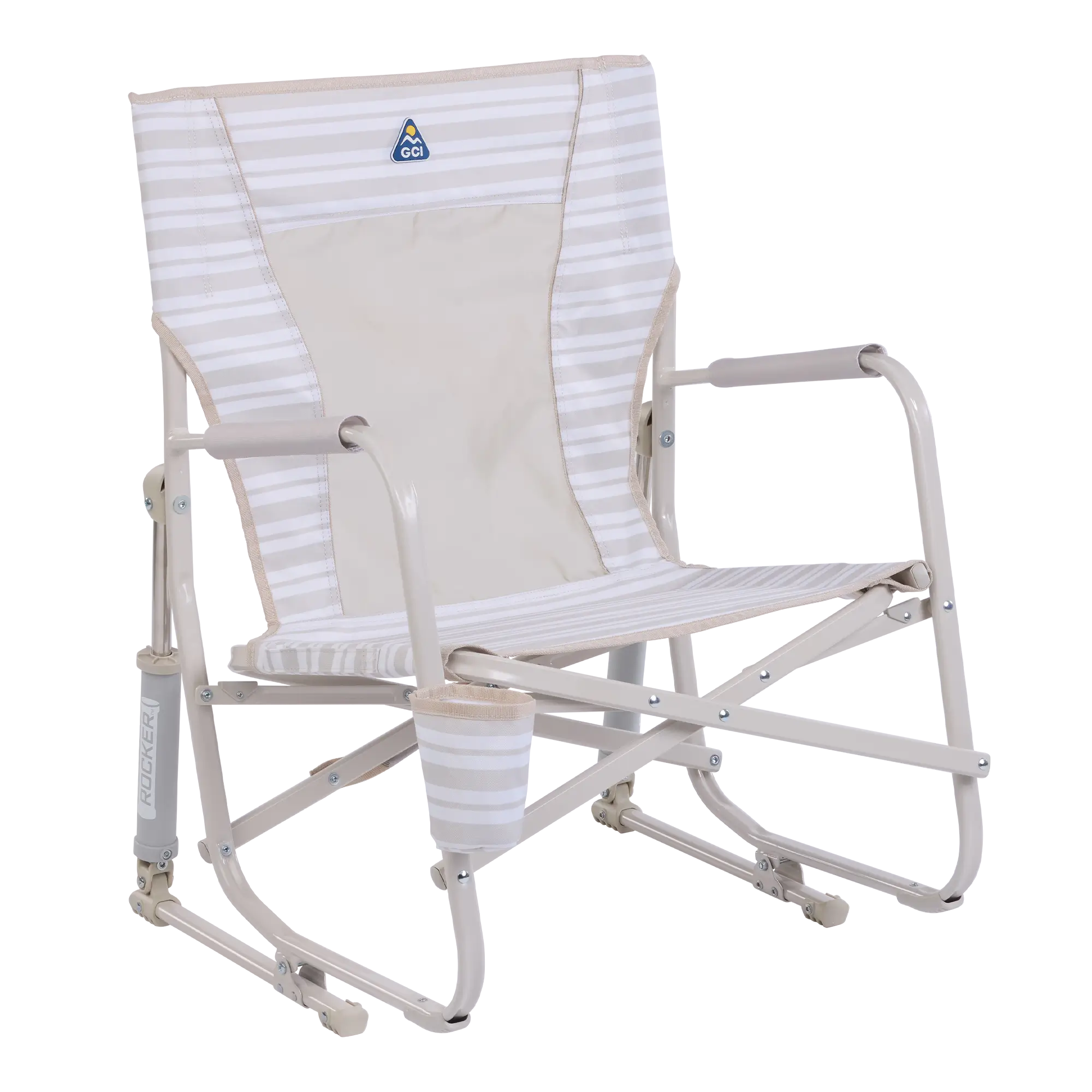 Smooth Motion Beach Rocker - Choice 712 - Freestyle Rocker Portable Outdoor Folding Chair - Neutral Stripe