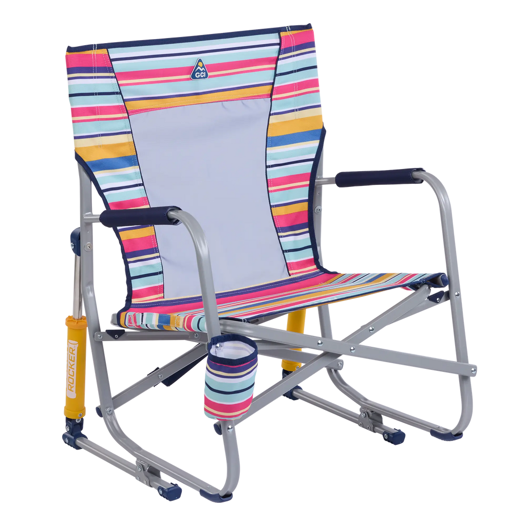 Smooth Motion Beach Rocker - Choice 712 - Freestyle Rocker Portable Outdoor Folding Chair - Multi Stripe