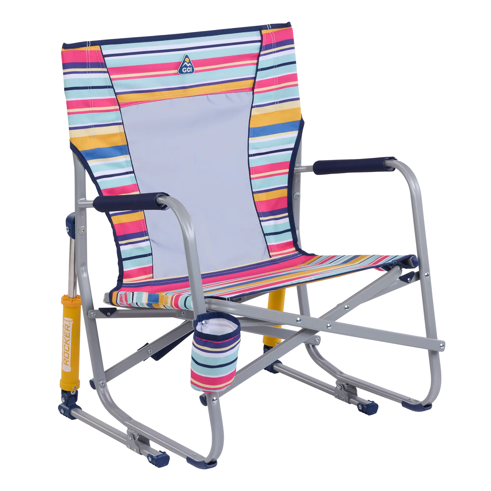 Smooth Motion Beach Rocker - Choice 712 - Freestyle Rocker Portable Outdoor Folding Chair - Multi Stripe