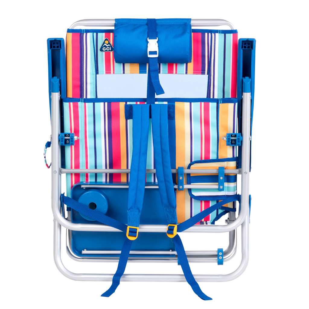 Rust-Resistant Aluminum Big Surf with Slide Table - Choice 334 - Multi-Position Outdoor Beach Chair with Pillow Detail