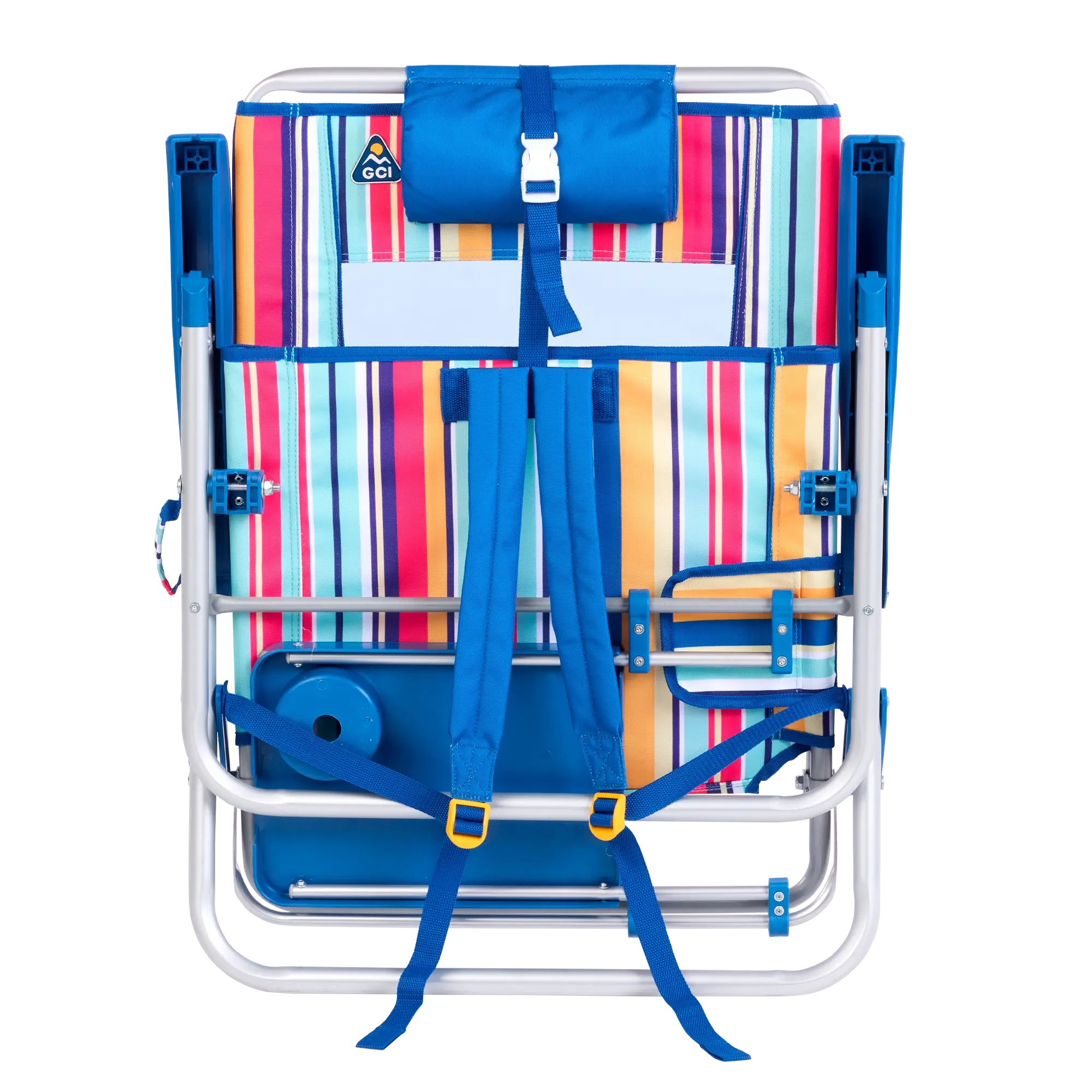 Rust-Resistant Aluminum Big Surf with Slide Table - Choice 334 - Multi-Position Outdoor Beach Chair with Pillow Detail