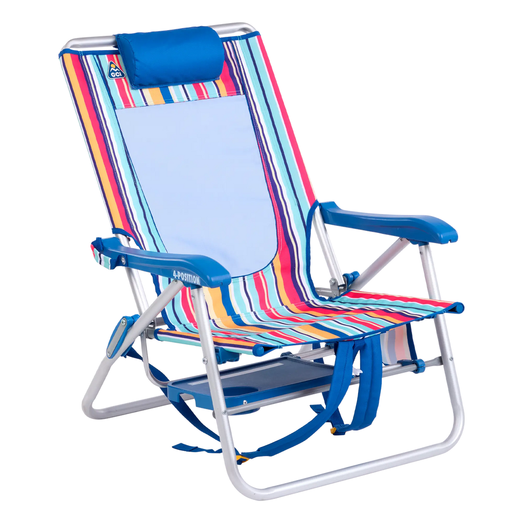 Rust-Resistant Aluminum Big Surf with Slide Table - Choice 334 - Multi-Position Outdoor Beach Chair with Pillow Detail