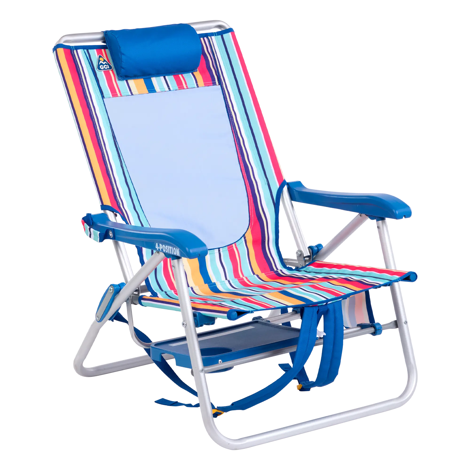 Rust-Resistant Aluminum Big Surf with Slide Table - Choice 334 - Multi-Position Outdoor Beach Chair with Pillow Detail