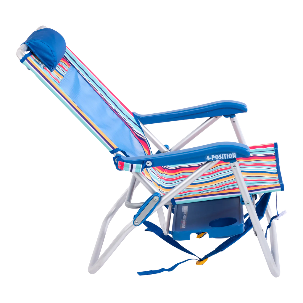 Rust-Resistant Aluminum Big Surf with Slide Table - Choice 334 - Multi-Position Outdoor Beach Chair with Pillow Detail