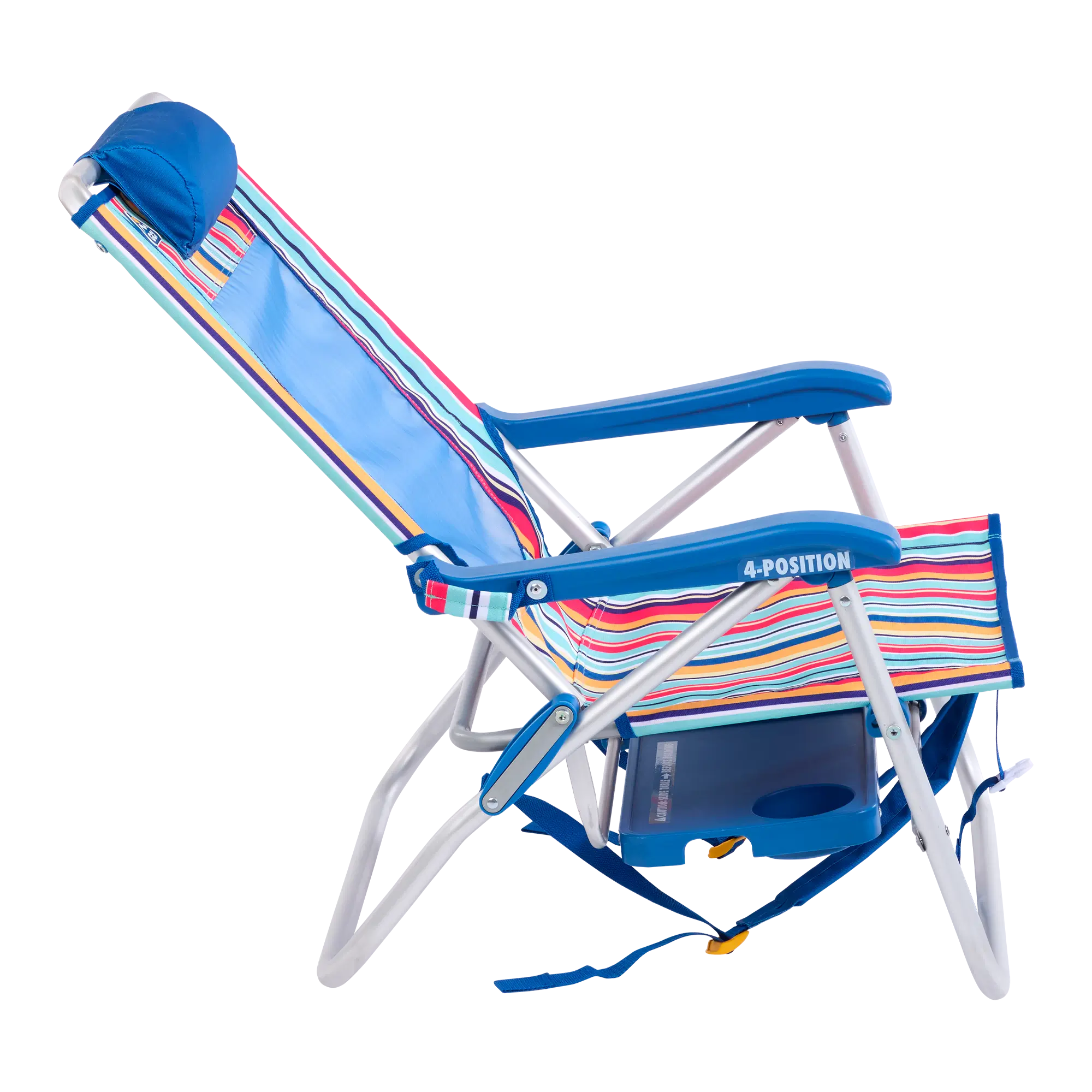 Rust-Resistant Aluminum Big Surf with Slide Table - Choice 334 - Multi-Position Outdoor Beach Chair with Pillow Detail