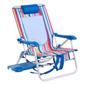 Rust-Resistant Aluminum Big Surf with Slide Table - Choice 334 - Multi-Position Outdoor Beach Chair with Pillow - Multi Stripe