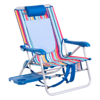Rust-Resistant Aluminum Big Surf with Slide Table - Choice 334 - Multi-Position Outdoor Beach Chair with Pillow - Multi Stripe