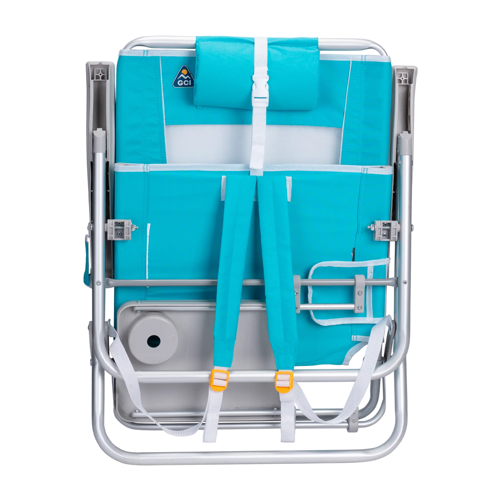Rust-Resistant Aluminum Big Surf with Slide Table - Choice 334 - Multi-Position Outdoor Beach Chair with Pillow Detail