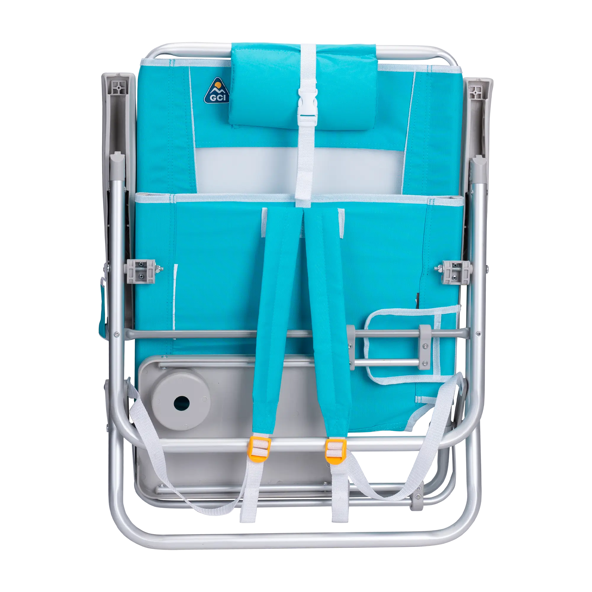 Rust-Resistant Aluminum Big Surf with Slide Table - Choice 334 - Multi-Position Outdoor Beach Chair with Pillow Detail