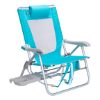 Rust-Resistant Aluminum Big Surf with Slide Table - Choice 334 - Multi-Position Outdoor Beach Chair with Pillow - Seafoam Green