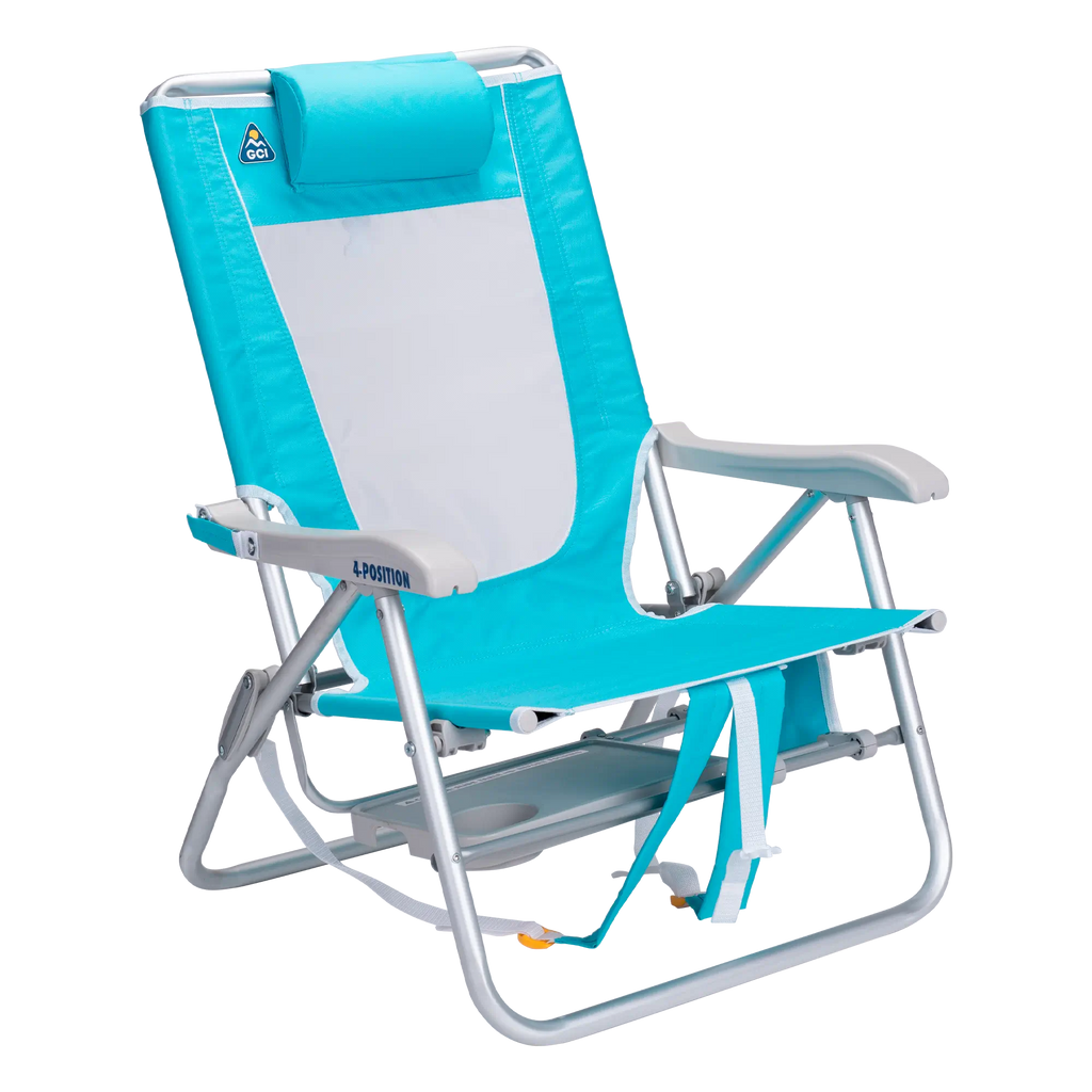 Rust-Resistant Aluminum Big Surf with Slide Table - Choice 334 - Multi-Position Outdoor Beach Chair with Pillow Detail