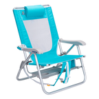 Rust-Resistant Aluminum Big Surf with Slide Table - Choice 334 - Multi-Position Outdoor Beach Chair with Pillow Detail