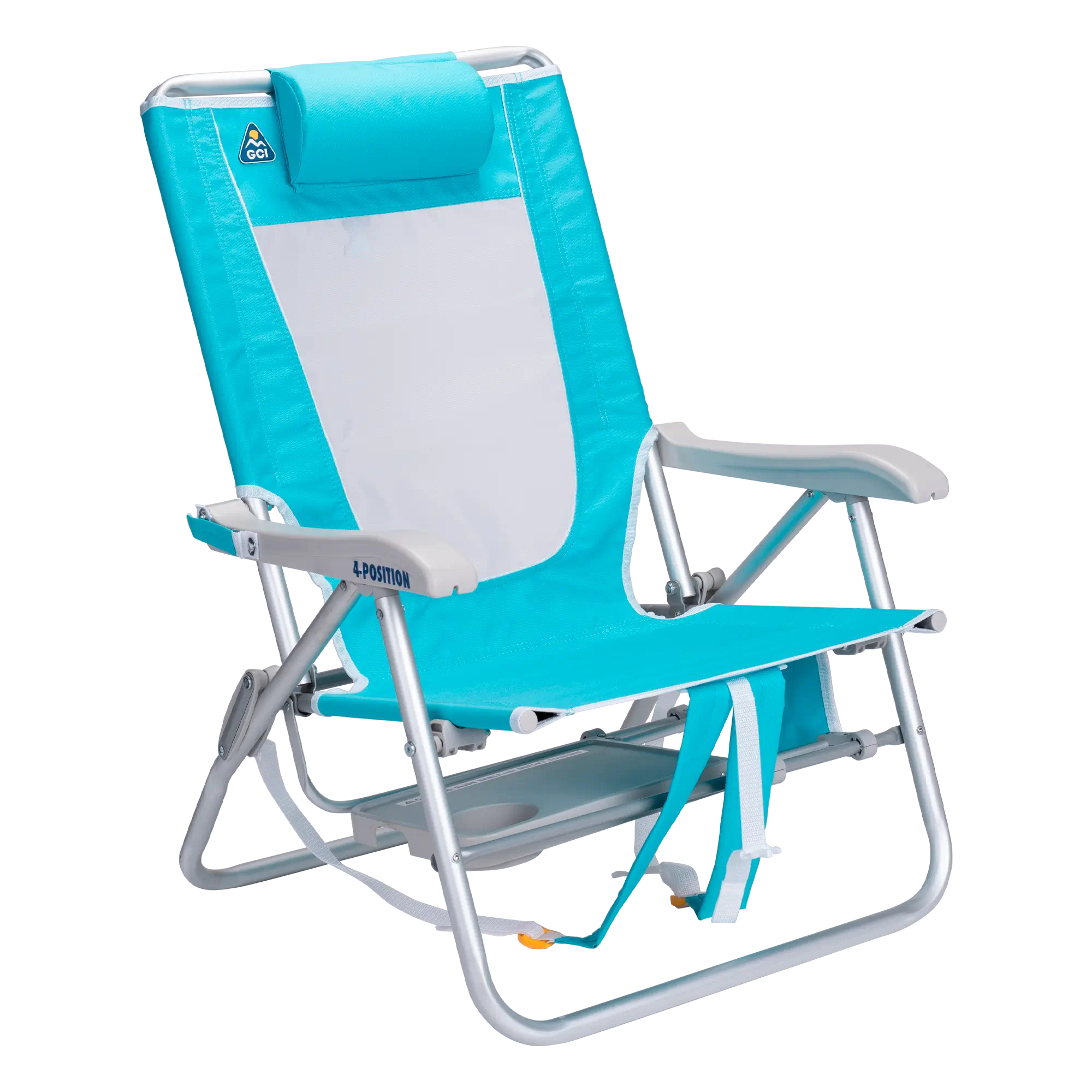 Rust-Resistant Aluminum Big Surf with Slide Table - Choice 334 - Multi-Position Outdoor Beach Chair with Pillow Detail