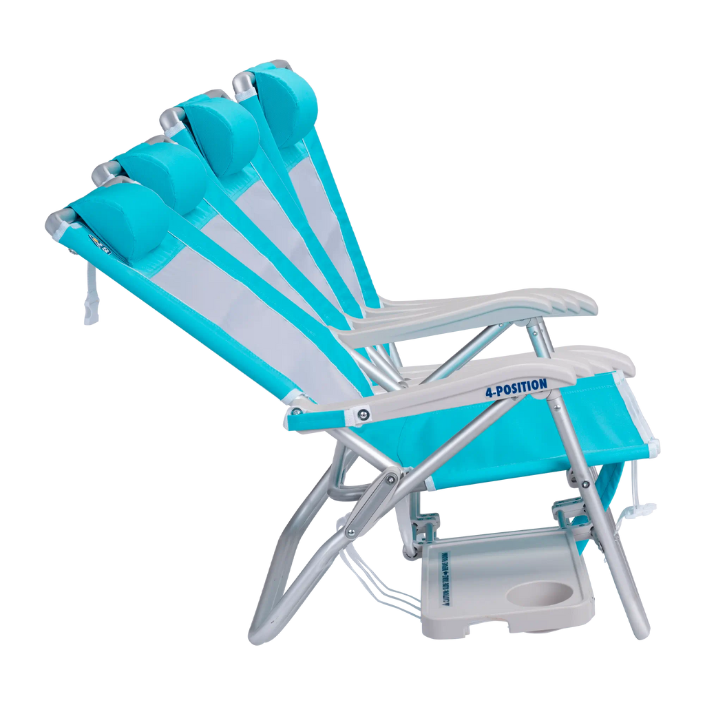 Rust-Resistant Aluminum Big Surf with Slide Table - Choice 334 - Multi-Position Outdoor Beach Chair with Pillow Detail