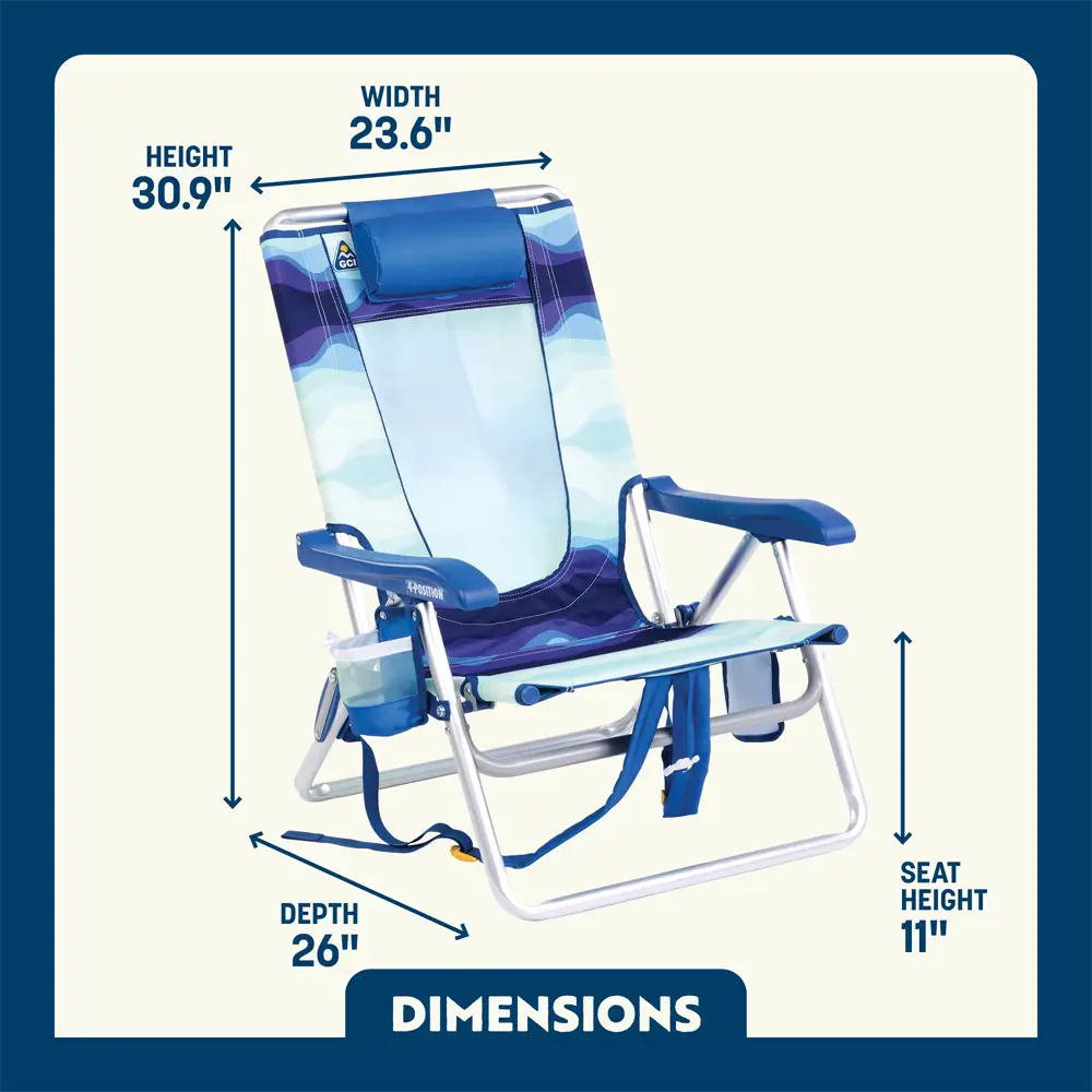 Backpack Travel Backpack Beach Chair - Choice 709 - Portable Heavy-Duty Low Boy Chair for Ocean Side Detail